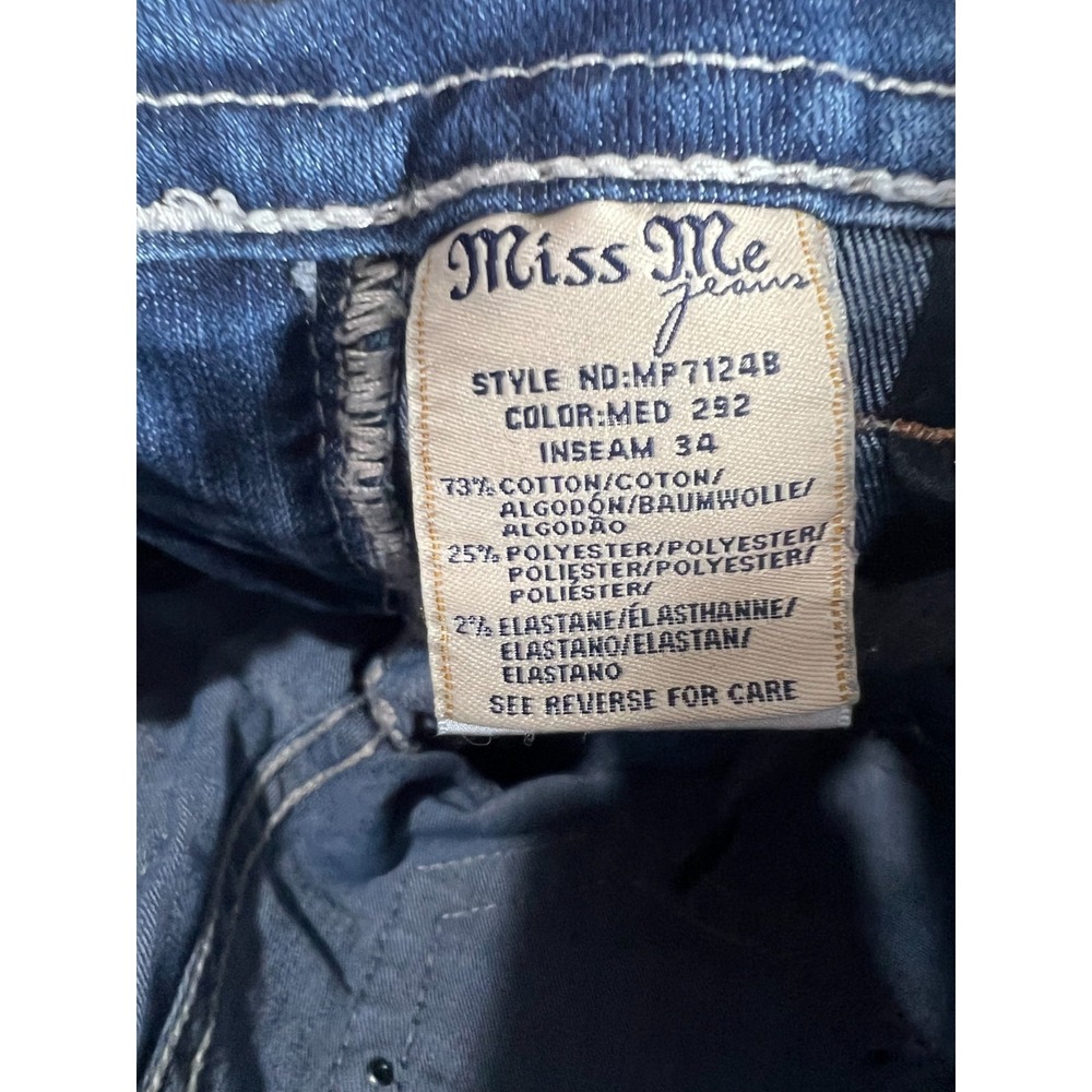 Miss Me Jeans Womens 25 Mid Rise BootCut Flap Pocket Embellished Stretch Western - Picture 10 of 14